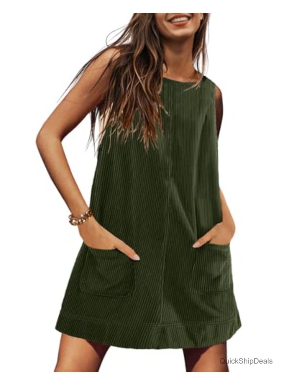 Corduroy Overall Dress for Women Fall Jumper Shift Mini Dress
